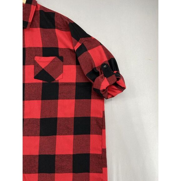 Womens Now N Forever Flannel‎ Shirt 2XL/3XL Red Black Checkered Casual Christmas - Picture 4 of 12